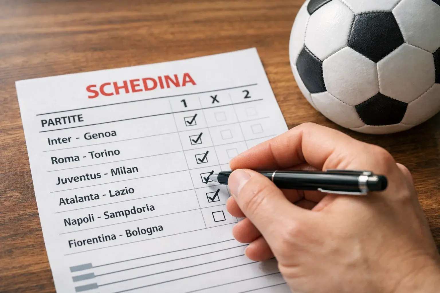 Schedina scommesse calcio con selezioni multiple
